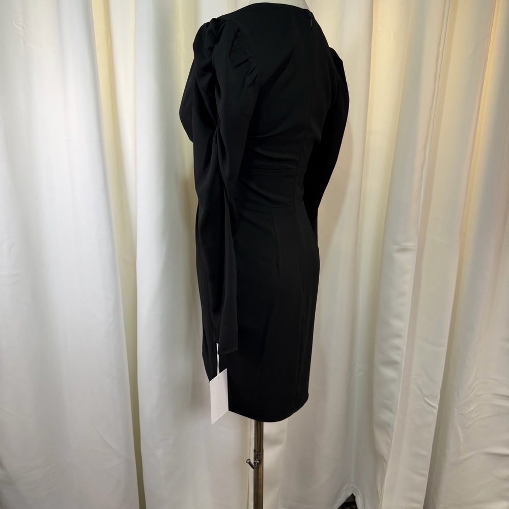 NWT Amanda Uprichard ‘Analeigh’ Shirred Black Faux-Wrap Mini Dress Size XS - Picture 8 of 13